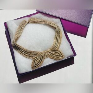 Vintage Beaded Pearl Bow Collar Necklace